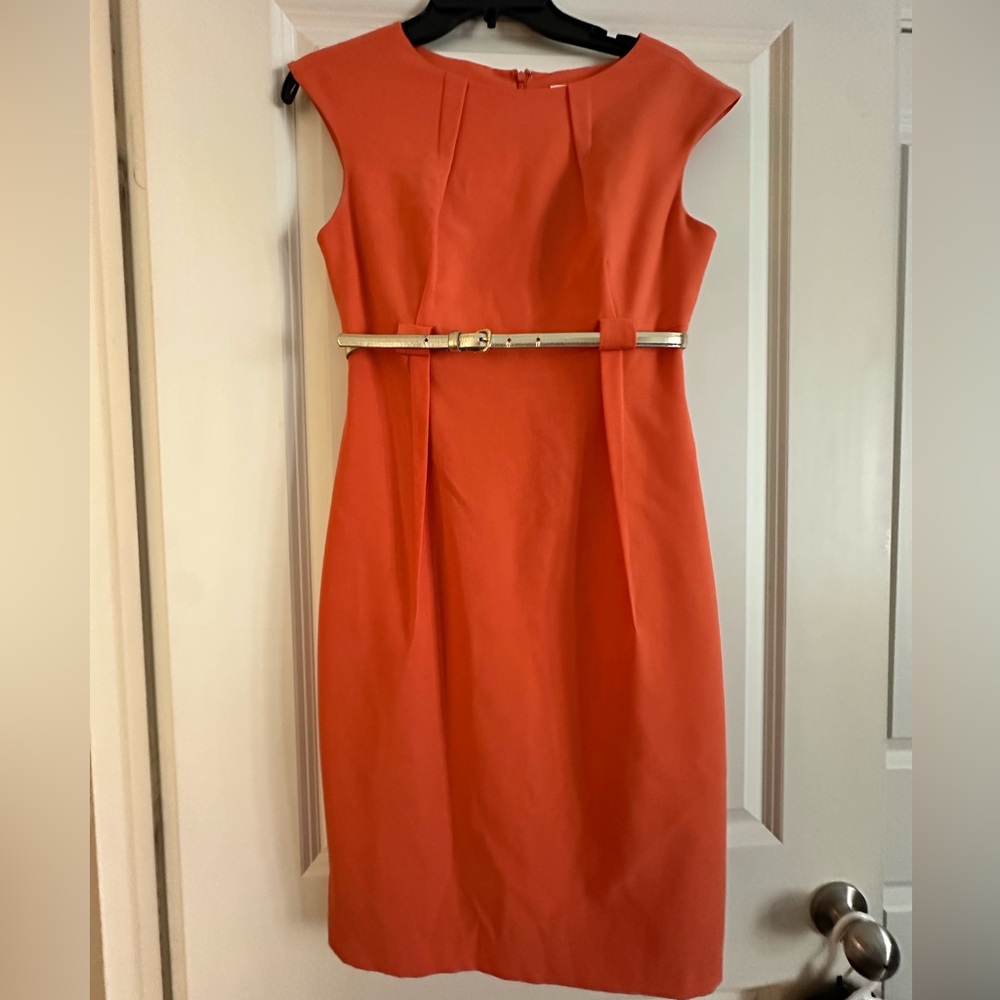 Calvin Klein Vibrant Orange Midi Dress